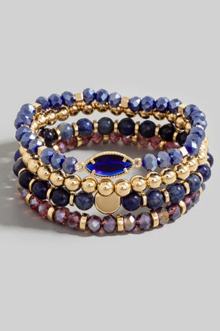 Marquise Charm Beaded Bracelet Set