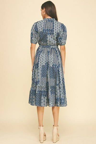 Ikat Patchwork Midi Dress