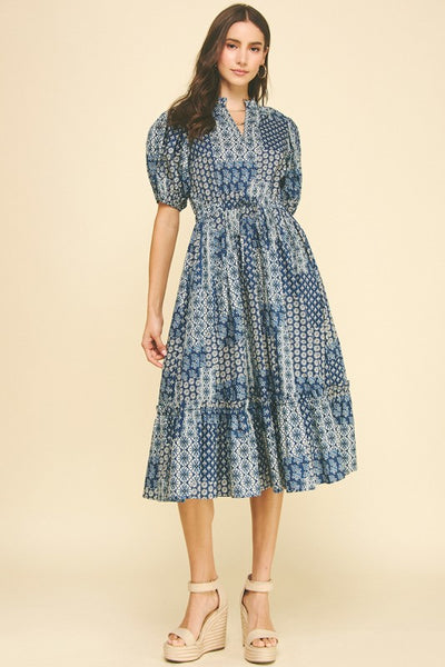 Ikat Patchwork Midi Dress