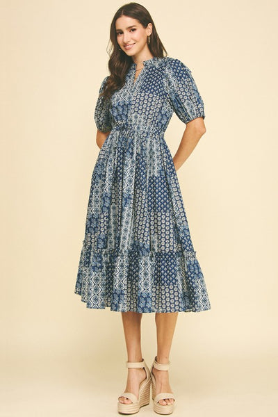 Ikat Patchwork Midi Dress