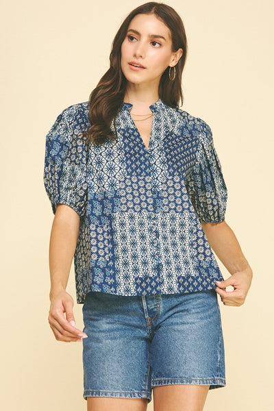 Ikat Patchwork Top