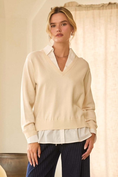 Split Hem Layered Sweater - 2 Colors