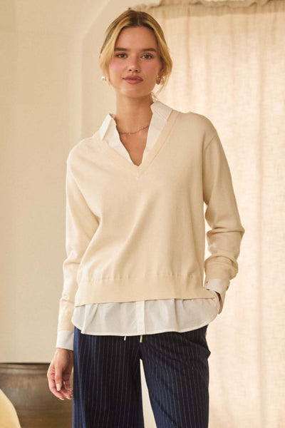 Split Hem Layered Sweater - 2 Colors