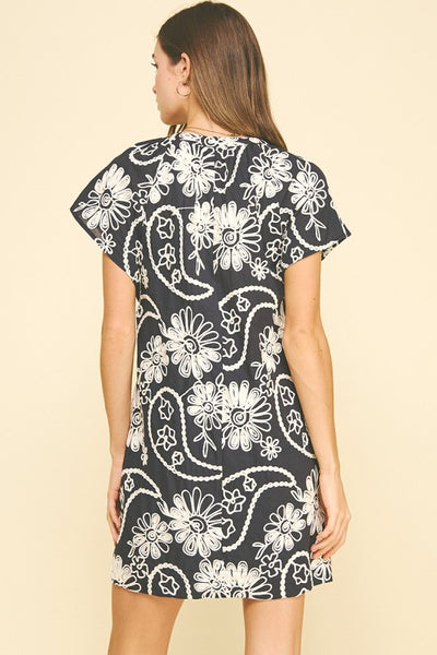 Embroidered Floral Mini Dress