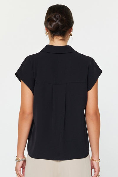 Cap Sleeve Button Up Top - 2 Colors