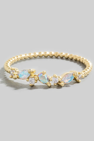 Gold Dipped Marquise Beaded Band Ring