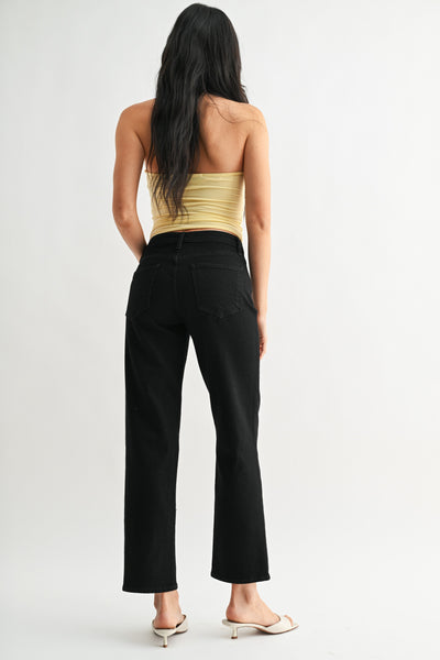 Classic Mid Rise Straight Jeans - Black