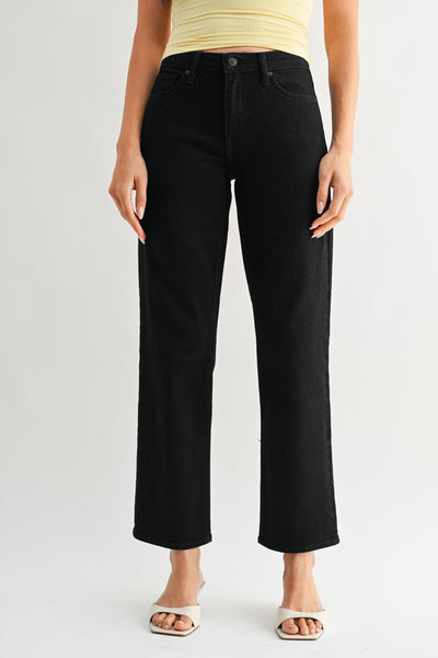 Classic Mid Rise Straight Jeans - Black
