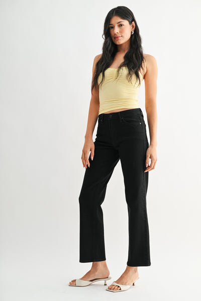 Classic Mid Rise Straight Jeans - Black