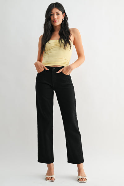 Classic Mid Rise Straight Jeans - Black