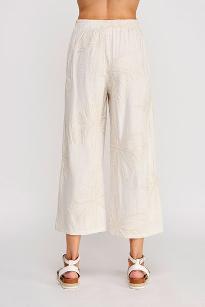 Embroidered Hibiscus Pants - 2 Colors
