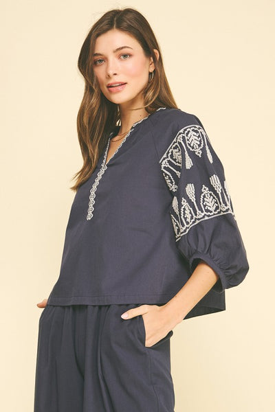 Coastal Embroidered Top