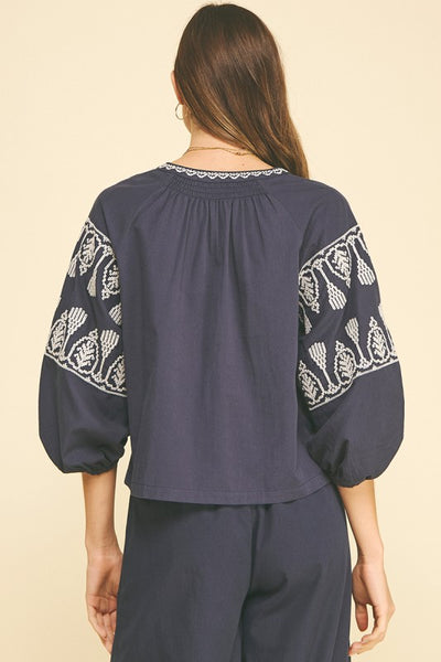 Coastal Embroidered Top