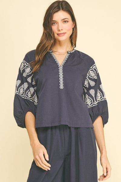 Coastal Embroidered Top