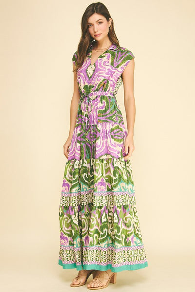 Batik Print Tiered Maxi Dress