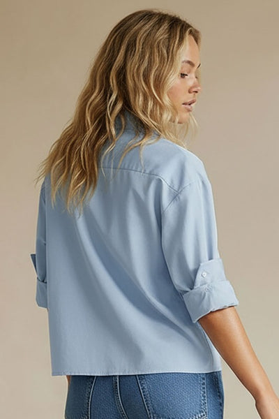 Rolled Sleeve Button Up Shirt - 2 Colors