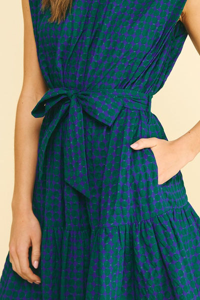 Textured Dot Belted Dress