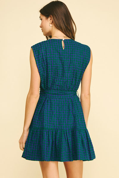 Textured Dot Belted Dress