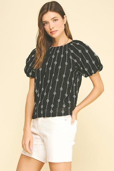Embroidered Arrow Top - 2 Colors