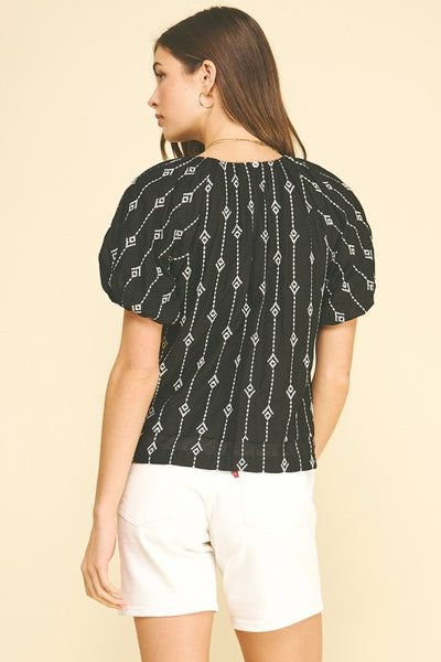 Embroidered Arrow Top - 2 Colors