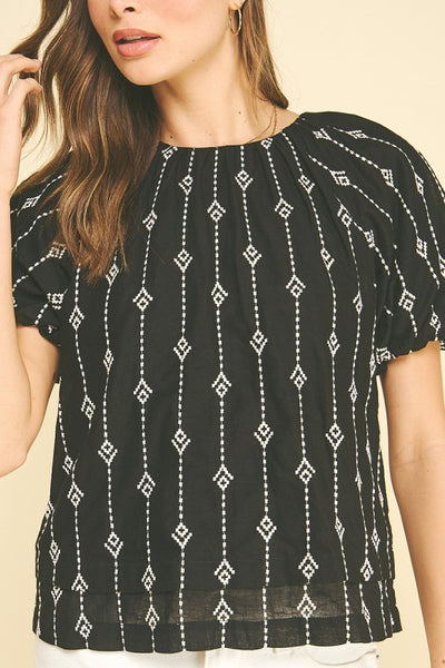 Embroidered Arrow Top - 2 Colors