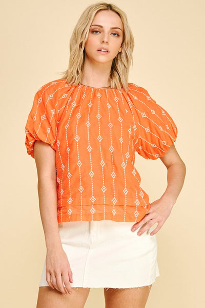 Embroidered Arrow Top - 2 Colors