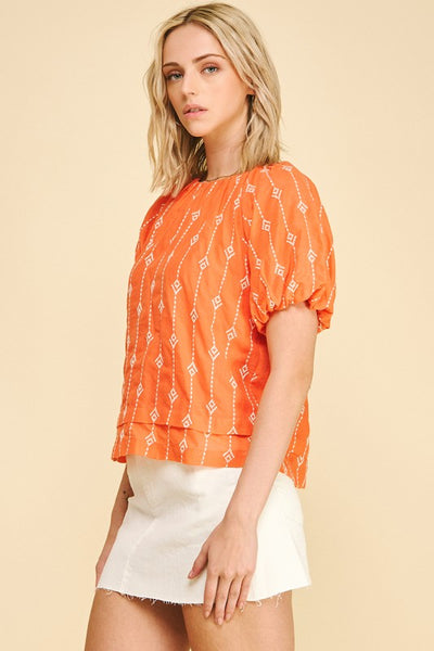 Embroidered Arrow Top - 2 Colors
