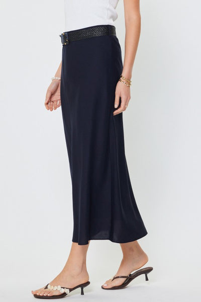 Belted Linen Blend Maxi Skirt