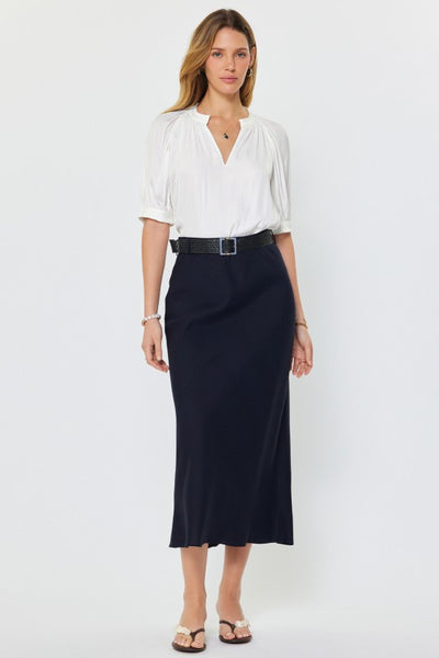 Belted Linen Blend Maxi Skirt