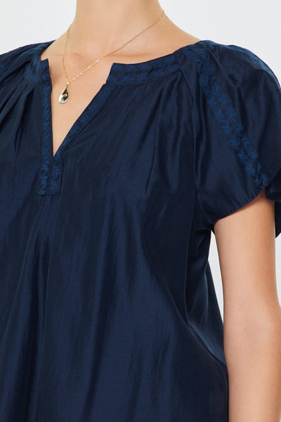 Embroidered Detail Flutter Sleeve Top