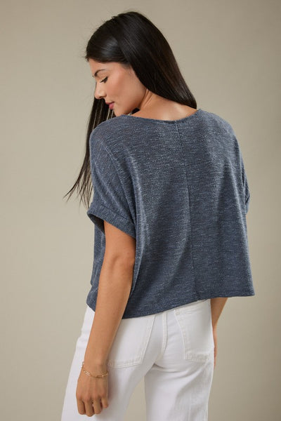 Cuffed Short Sleeve Slub Tee - 2 Colors