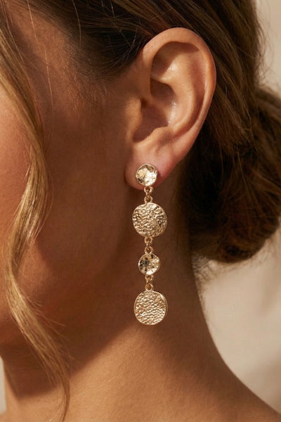 Hammered Disc Drop Earrings