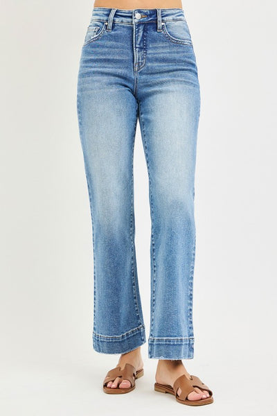 High Rise Straight Leg Jeans - Medium Wash