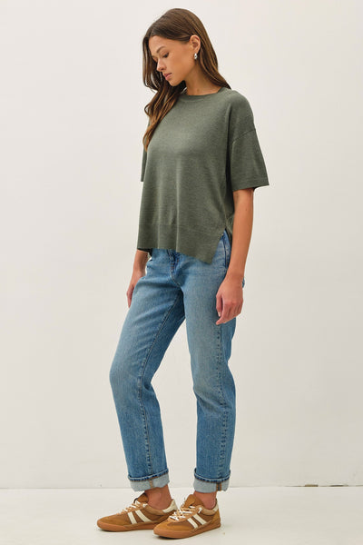 Drop Shoulder Knit Top