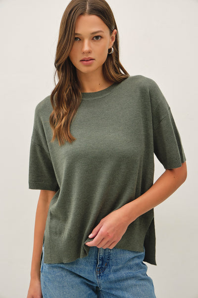 Drop Shoulder Knit Top