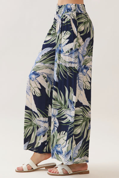 Tropical Leaf Print Pants