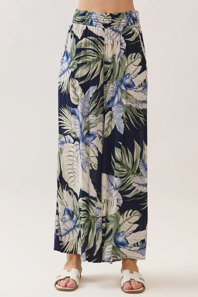 Tropical Leaf Print Pants