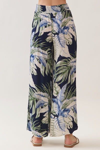 Tropical Leaf Print Pants