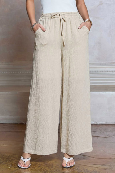 Crinkle Texture Wide Leg Pants