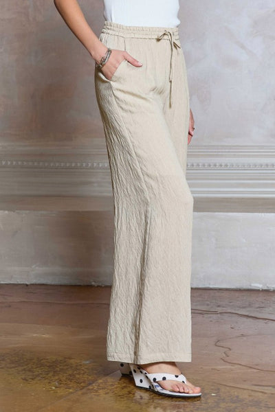 Crinkle Texture Wide Leg Pants
