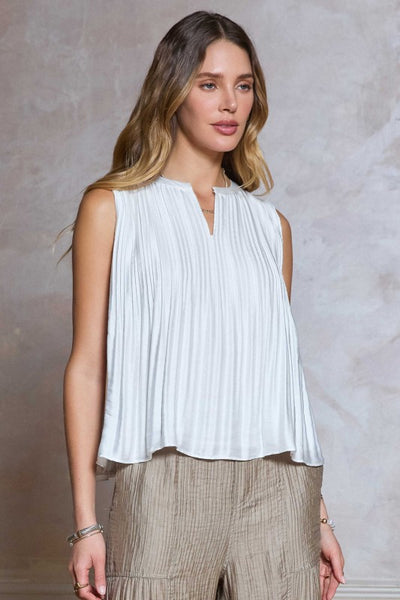 Pleated Sleeveless Top - 2 Colors