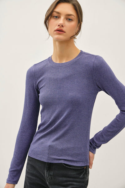 Crewneck Ribbed Long Sleeve Tee - More Colors