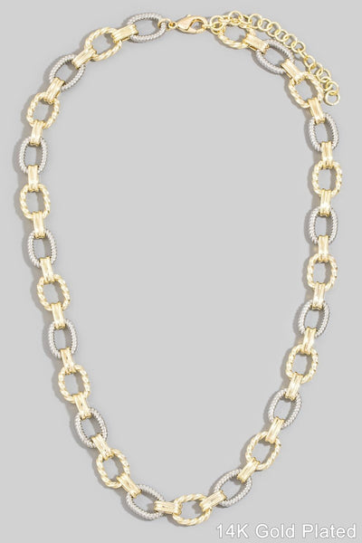Gold Dipped Two Tone Texured Oval Necklace