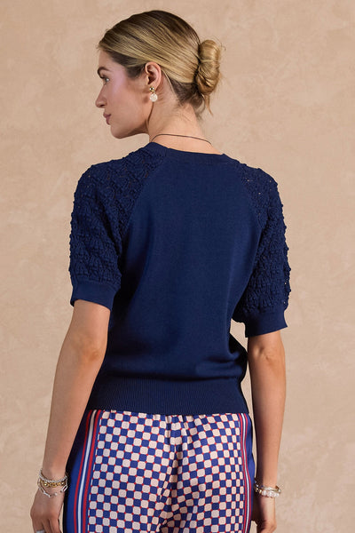 Pointelle Sleeve Knit Top