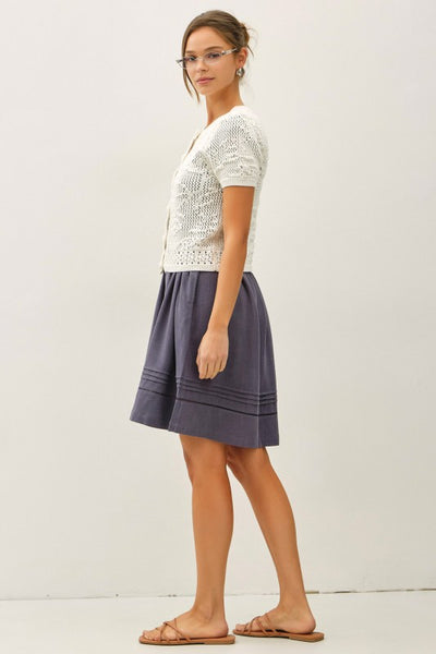 Buttoned Pointelle Knit Top