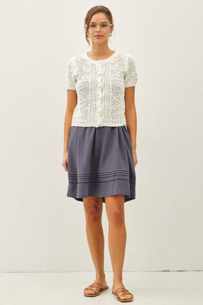 Buttoned Pointelle Knit Top