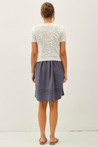 Buttoned Pointelle Knit Top