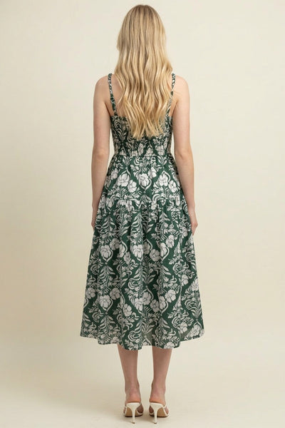 Garden Blooms Tiered Midi Dress