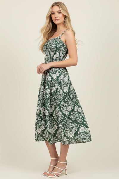Garden Blooms Tiered Midi Dress