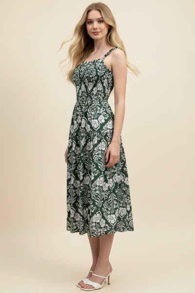 Garden Blooms Tiered Midi Dress